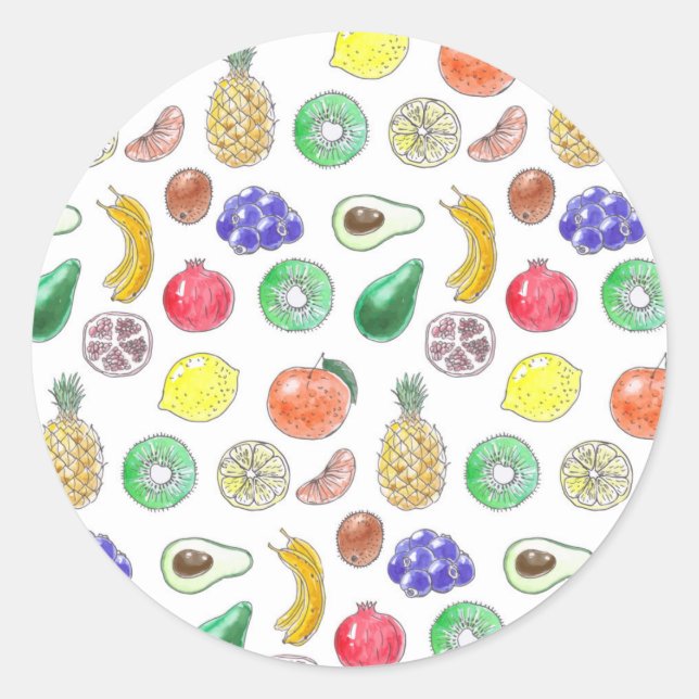 Sticker Rond Motif de fruits (Devant)