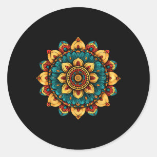 Sticker Rond Motif de géométrie sacrée mandala floral Lotus