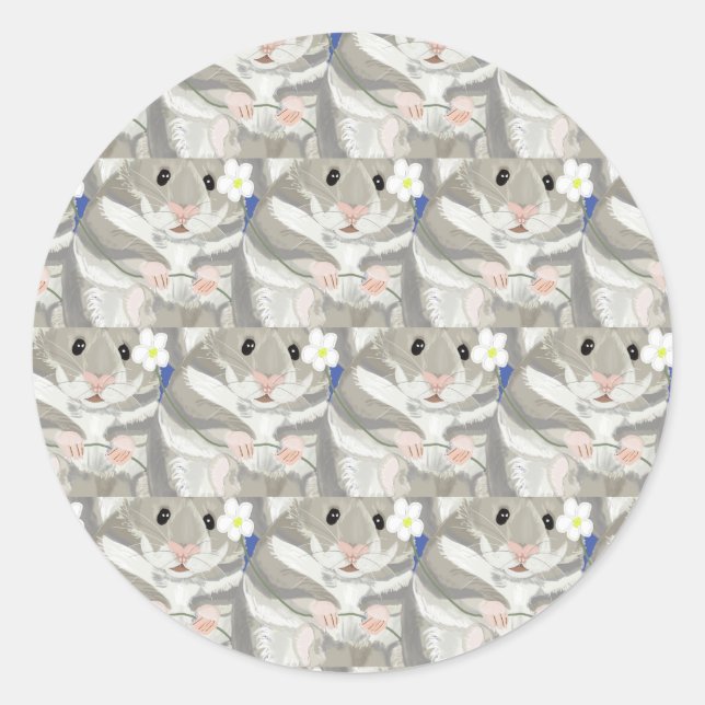 Sticker Rond Motif de hamster gris (Devant)