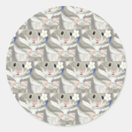 Sticker Rond Motif de hamster gris