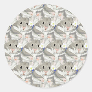 Sticker Rond Motif de hamster gris
