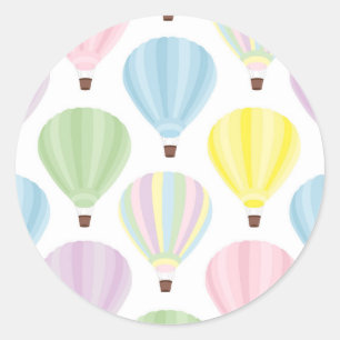 Sticker Rond Motif de Hot Air Balloon Pastel