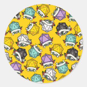 Sticker Rond Motif de jeu de dés D20