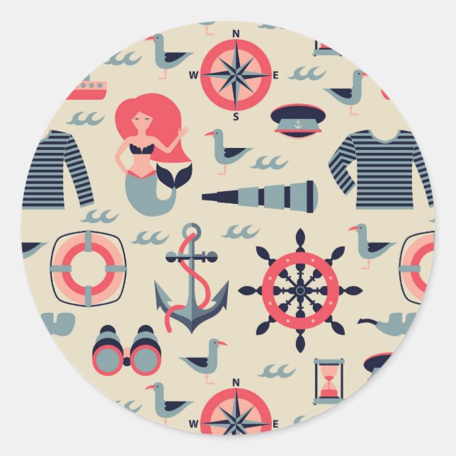 Sticker Rond Motif de la Marine (Devant)