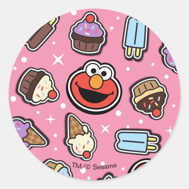 Sticker Rond Motif de l'autocollant de traitement doux Elmo (Devant)