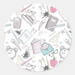 Sticker Rond Motif de l'école enseignant à la mode Cute
