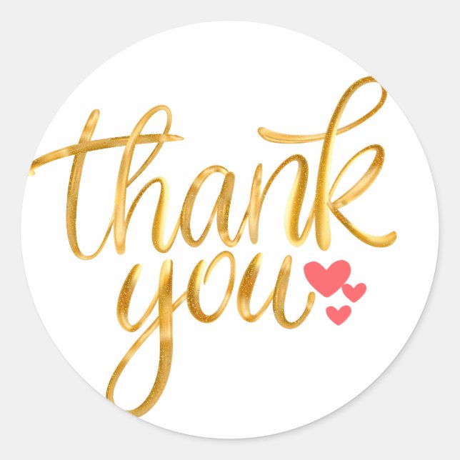 Sticker Rond motif de lettre d'or "Merci" (Devant)