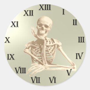 Sticker Rond motif de l'horloge crânienne de 13 heures