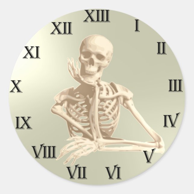 Sticker Rond motif de l'horloge crânienne de 13 heures (Devant)