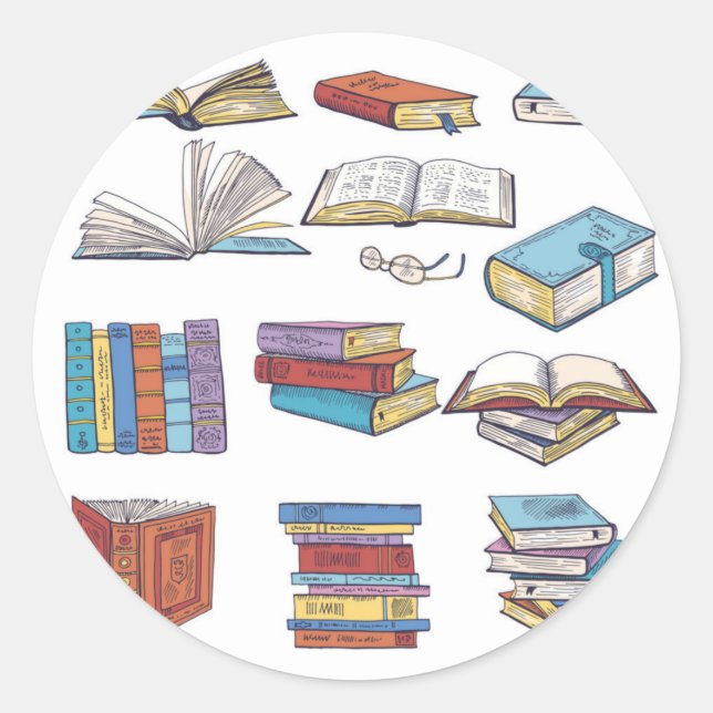 Sticker Rond Motif de livre (Devant)