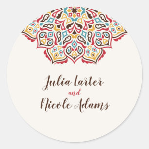 Sticker Rond Motif de mandala géométrique classique pour mariag