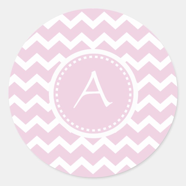 Sticker Rond Motif de monogramme de style rétro rose doux (Devant)