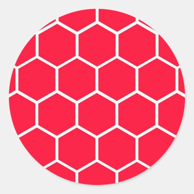 Sticker Rond Motif de nid d'abeille rouge (Devant)