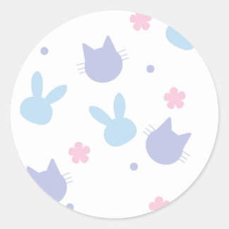 Sticker Rond Motif de Pâques de printemps pastel