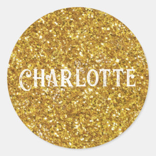 Sticker Rond Motif de parties scintillant étincelante or