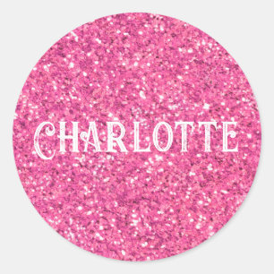 Sticker Rond Motif de parties scintillant rose étincelant