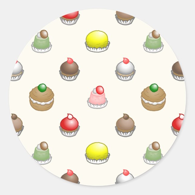 Sticker Rond Motif de petits gâteaux (Devant)