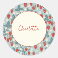 Motif de plante de fraise vintage avec nom personn