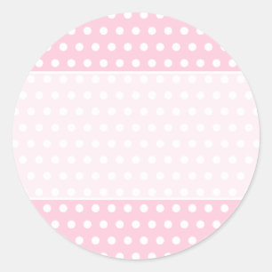 Sticker Rond Motif de point rose et blanc de polka. Tacheté