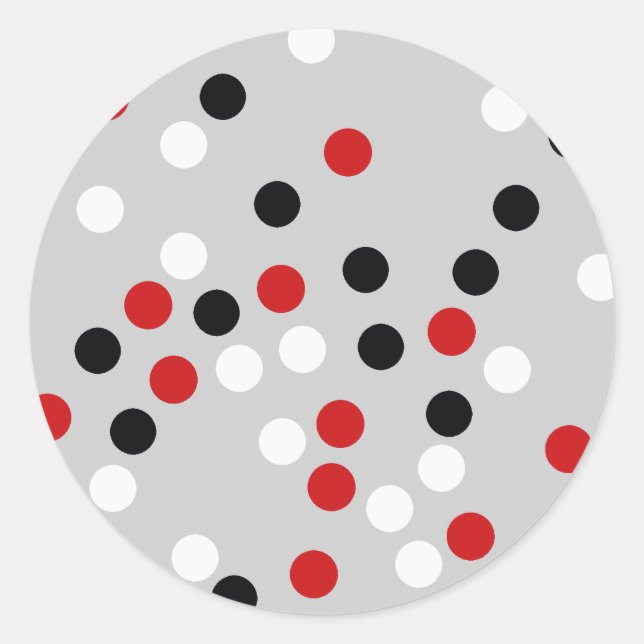 Sticker Rond motif de points noirs blancs rouges (Devant)