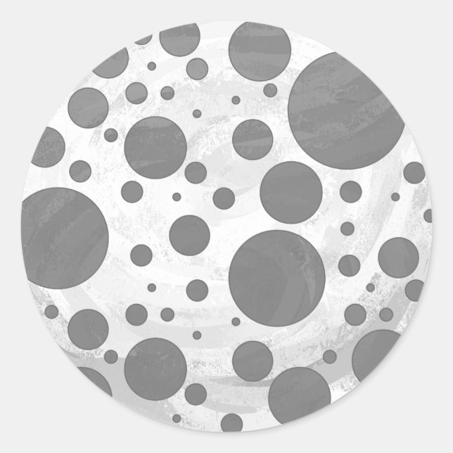 Sticker Rond Motif de points Polka gris ardoise (Devant)
