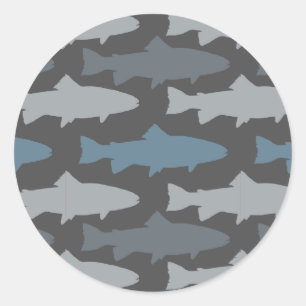 Sticker Rond Motif de poisson de truite jaune et gris