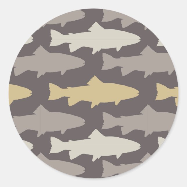 Sticker Rond Motif de poisson de truite jaune et gris (Devant)