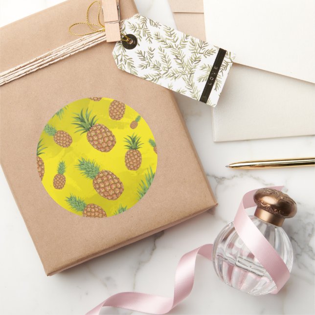 Sticker Rond Motif de pomme de pin d'aquarelle 3 (Cadeaux)