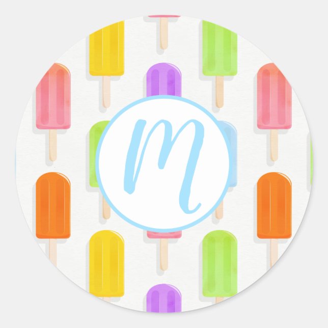 Sticker Rond Motif de Popsicles arc-en-ciel d'été (Devant)