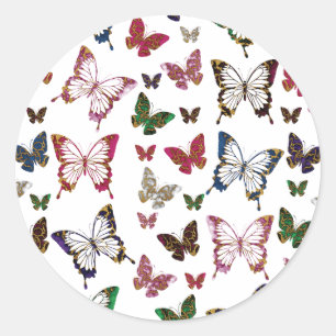 Sticker Rond Motif de printemps en marbre arc-en-ciel