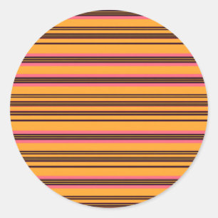 Sticker Rond Motif de rayure horizontale rose orange gras