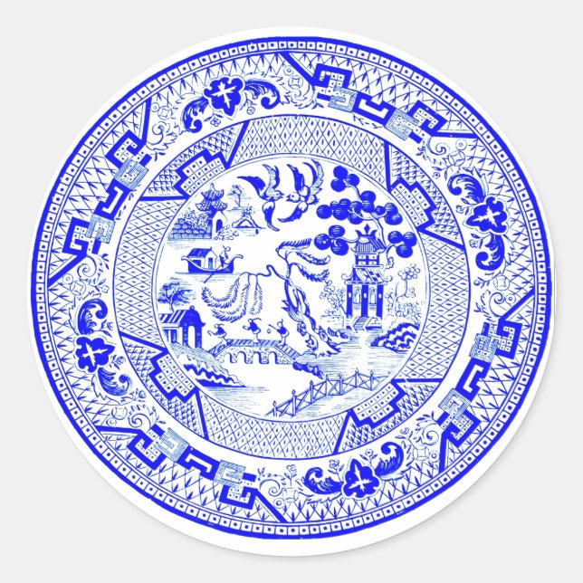 Sticker Rond Motif de saule bleu [1912] (Devant)