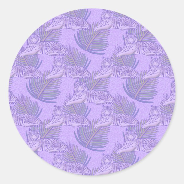 Sticker Rond Motif de tigre violet (Devant)