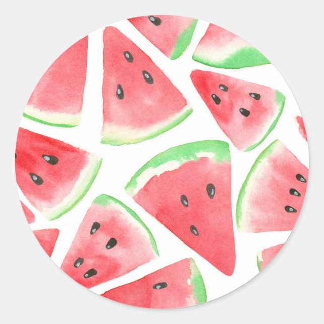 Sticker Rond Motif de tranches de pastèque (Devant)