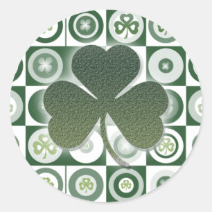Sticker Rond Motif de trèfle shamrock irlandais vert
