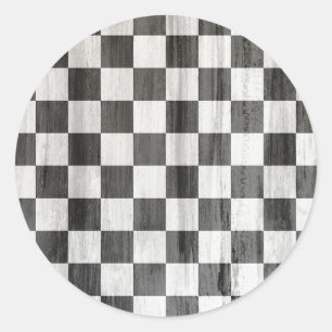 Sticker Rond Motif de vérification en bois