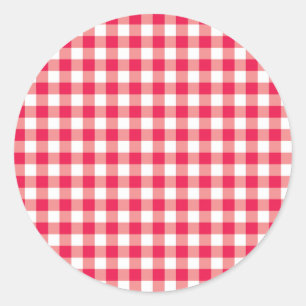 Sticker Rond Motif de vérification En vichy pays rouge