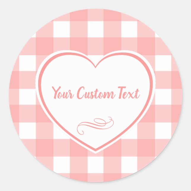 Sticker Rond Motif de vérification En vichy rose pâle (Devant)