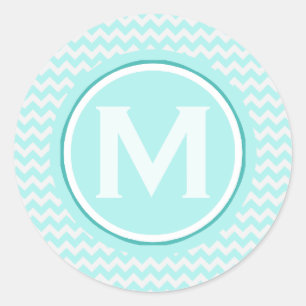 Sticker Rond Motif de Zigzag clair monogramme