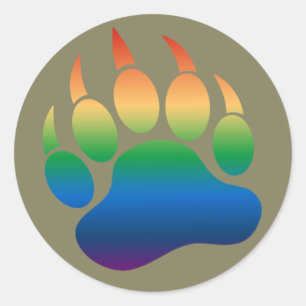 Sticker Rond Motif dégradé cool Gay Bears Fierté Patte d'ours