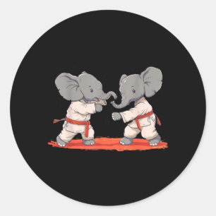 Sticker Rond Motif d'éléphant de karaté Taekwondo Kickboxing