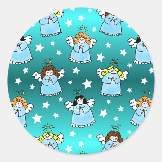 Sticker Rond Motif des anges célestes de Noël (Devant)