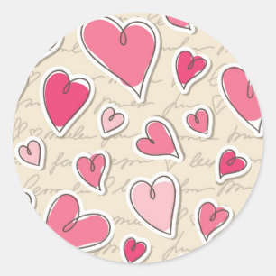 Sticker Rond Motif des Coeurs