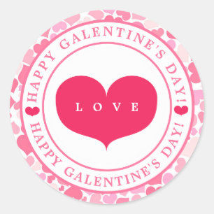 Sticker Rond Motif des Coeurs Roses - Bonne Saint-Galentin