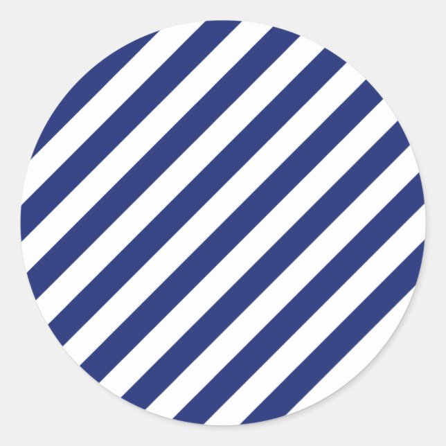 Sticker Rond Motif des rayures diagonales bleu et blanc de la m (Devant)