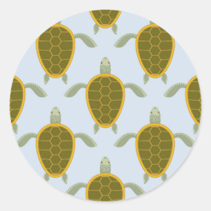 Sticker Rond Motif Des Tortues De Mer