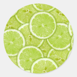 Sticker Rond Motif Des Tranches De Chaux Vertes