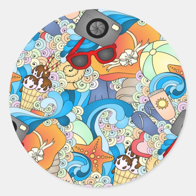 Sticker Rond Motif d'été (Devant)