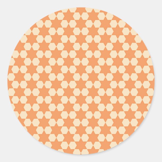 Sticker Rond Motif d'étoiles d'or/orange (Devant)