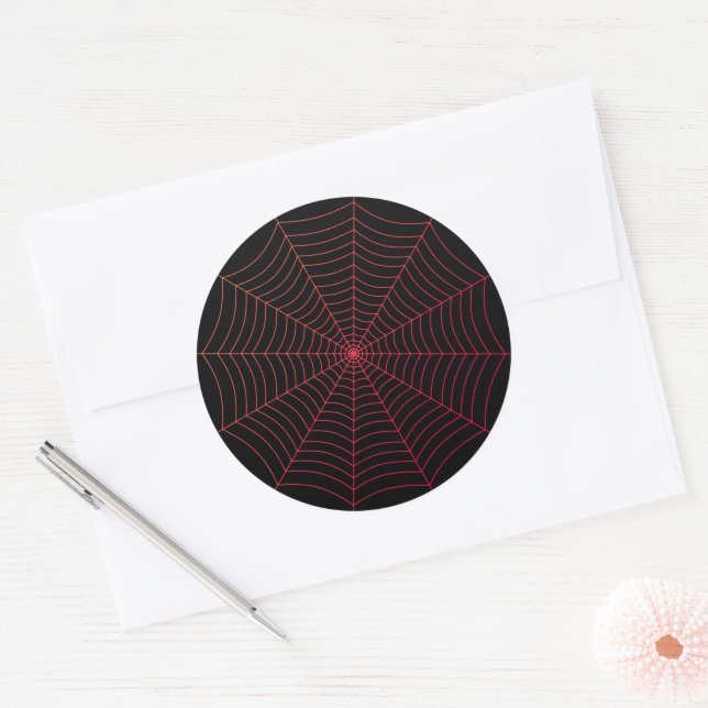 Sticker Rond Motif d'Halloween en rouge noir (Enveloppe)